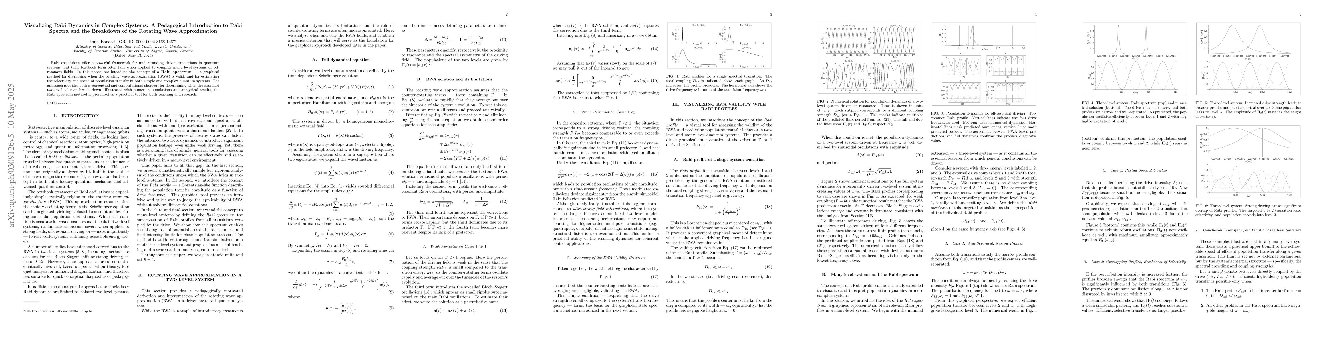 Thumbnail for Rabi spectra -- a simple tool for analyzing the limitations of RWA in
  modelling of the selective population transfer in many-level quantum systems