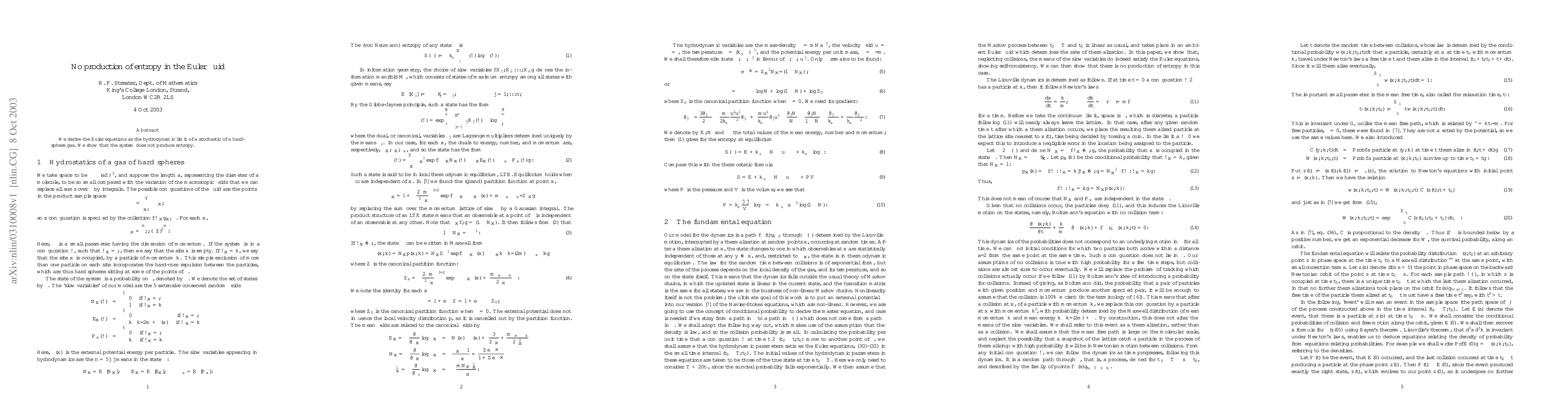 Thumbnail for No production of entropy in the Euler fluid