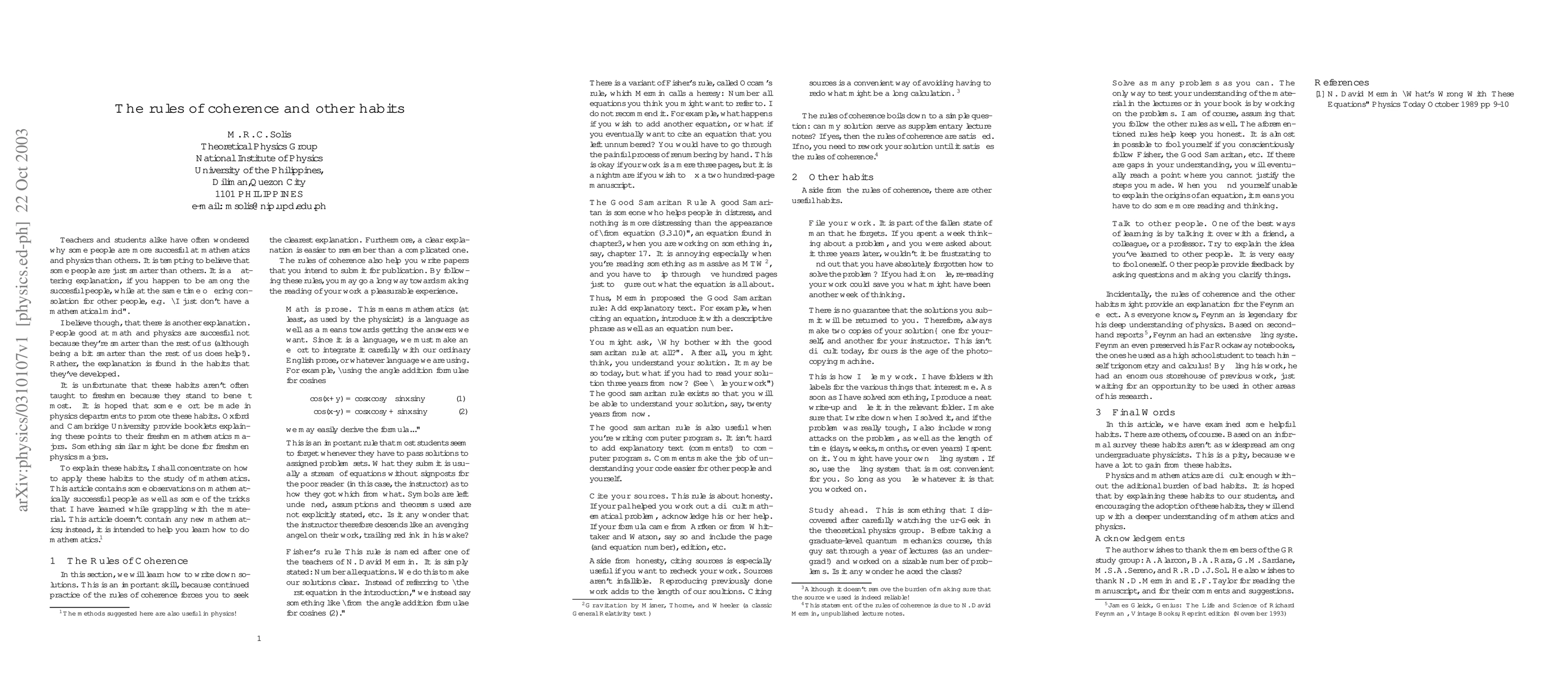 Thumbnail for The rules of coherence and other habits