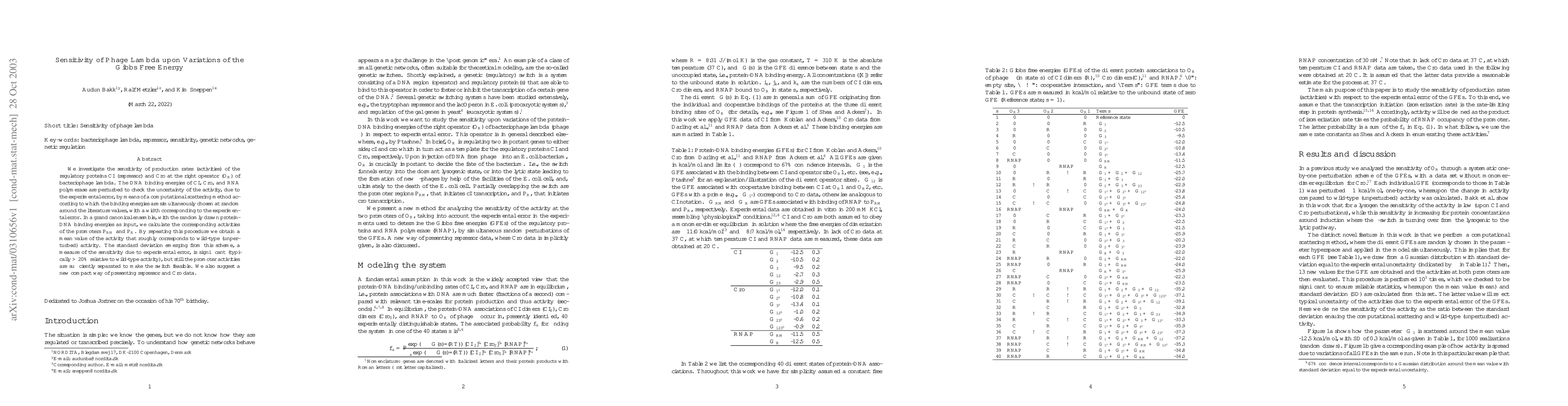 Thumbnail for Sensitivity of Phage Lambda upon Variations of the Gibbs Free Energy