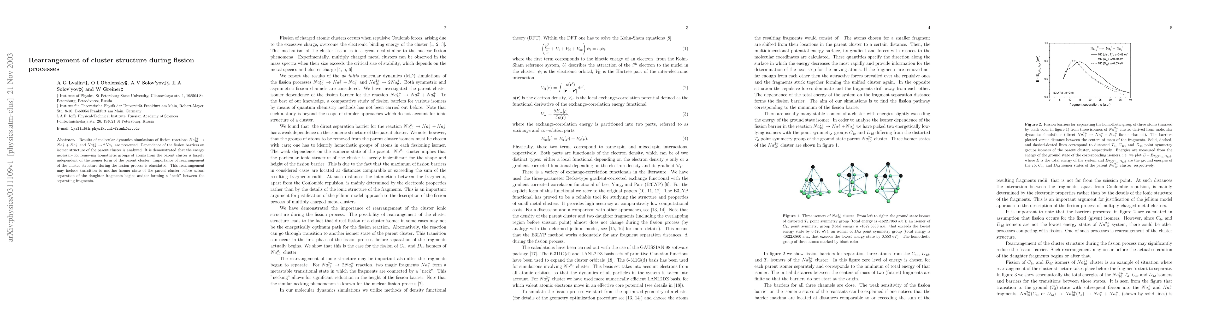 Thumbnail for Rearrangement of cluster structure during fission processes
