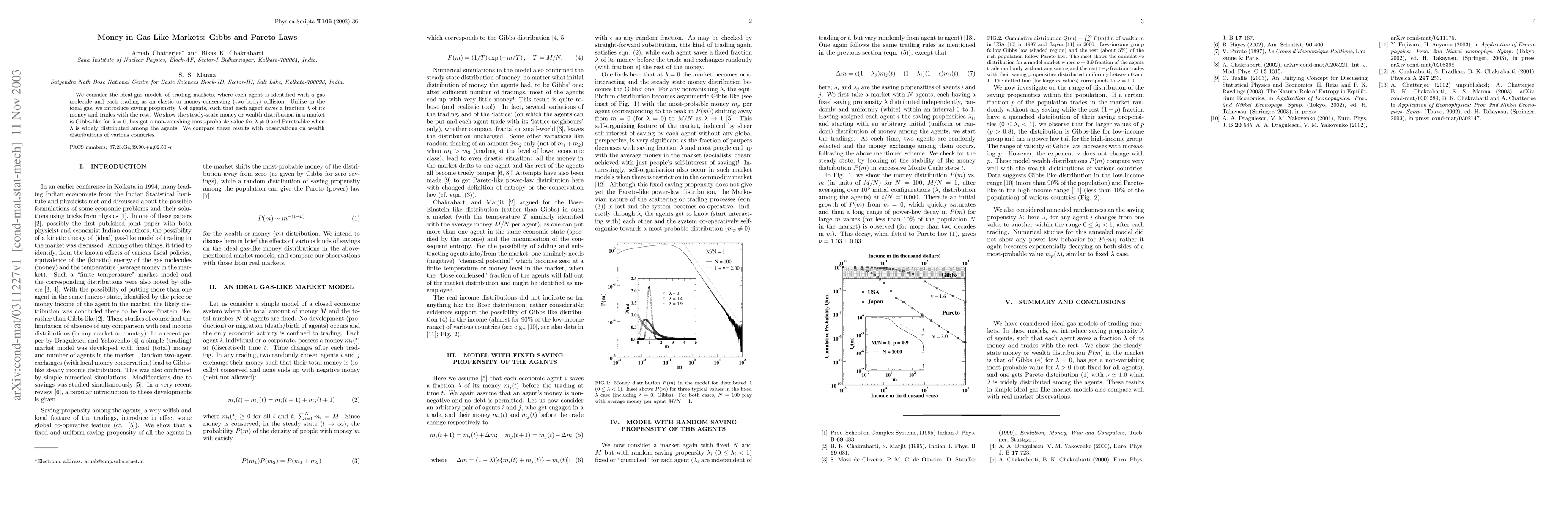 Thumbnail for Money in Gas-Like Markets: Gibbs and Pareto Laws