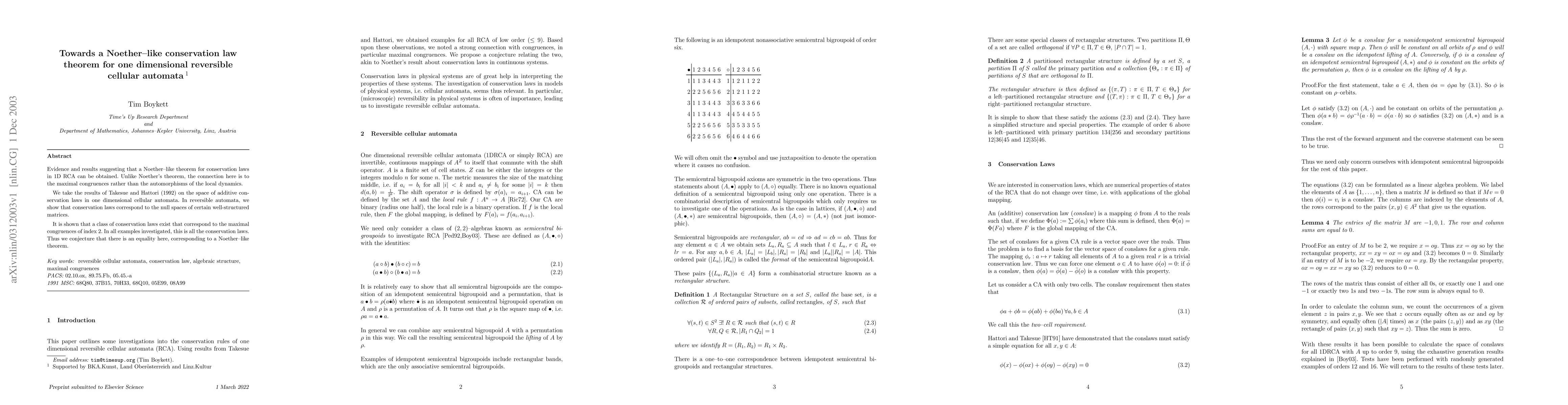 Thumbnail for Towards a Noether-like conservation law theorem for one dimensional
  reversible cellular automata