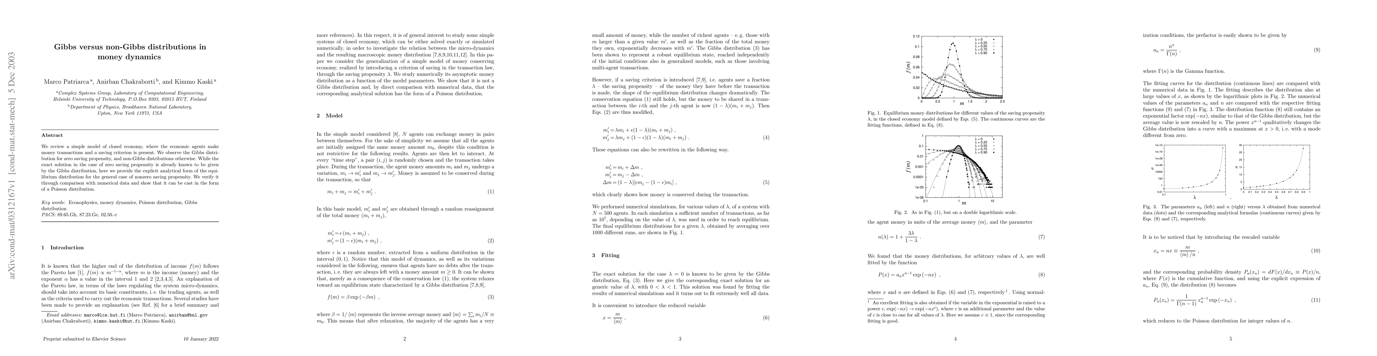 Thumbnail for Gibbs versus non-Gibbs distributions in money dynamics