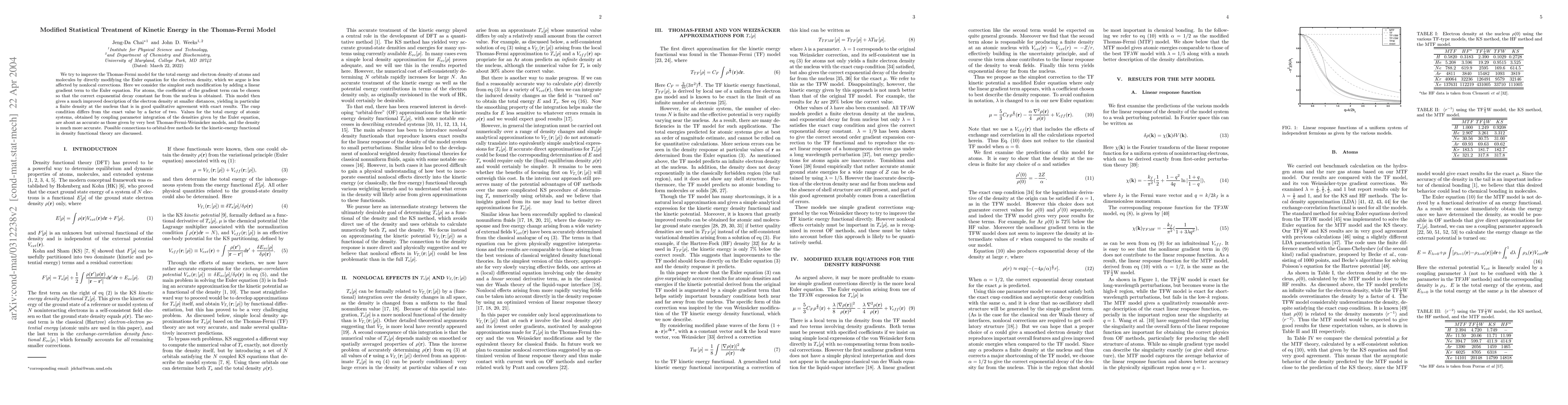 Thumbnail for Modified Statistical Treatment of Kinetic Energy in the Thomas-Fermi
  Model