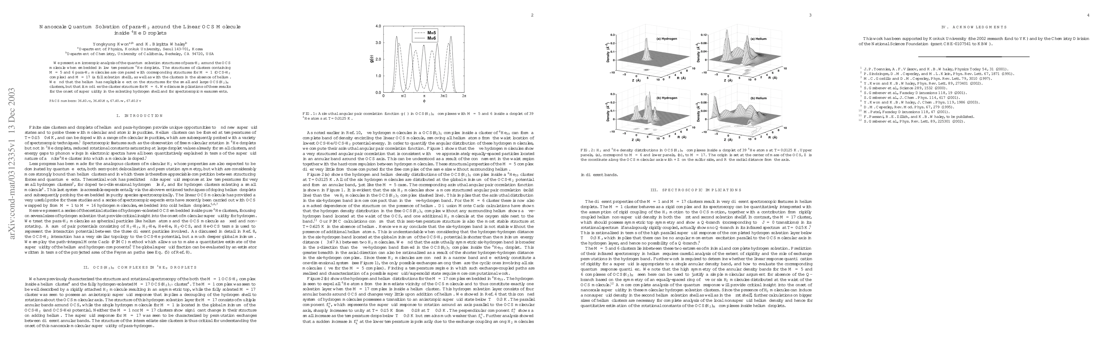 Thumbnail for Nanoscale Quantum Solvation of para-H$_2$ around the Linear OCS Molecule
  inside $^4$He Droplets