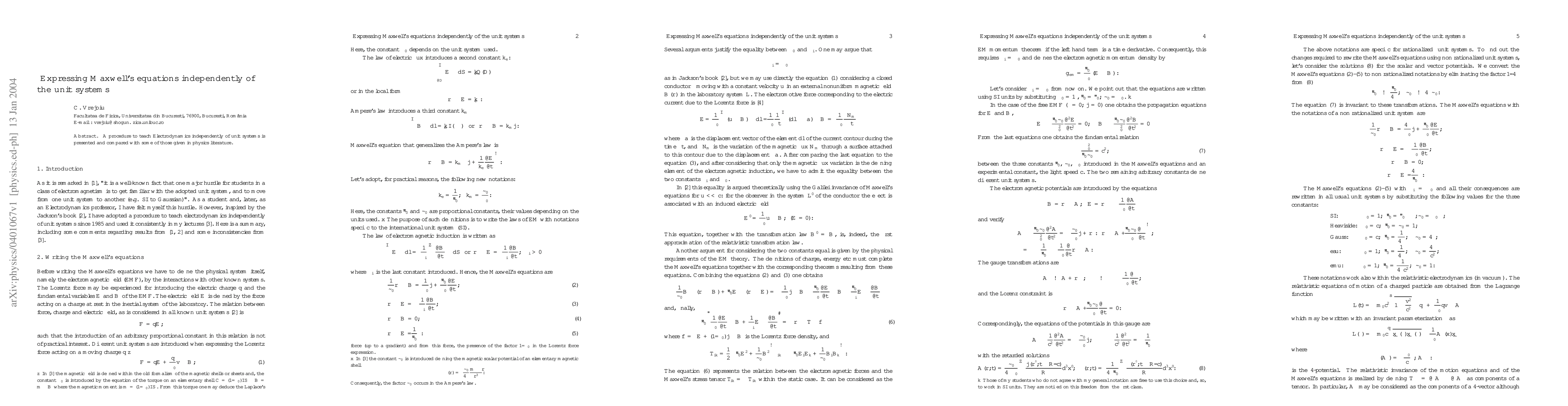 Thumbnail for Expressing Maxwell's equations independently of the unit system