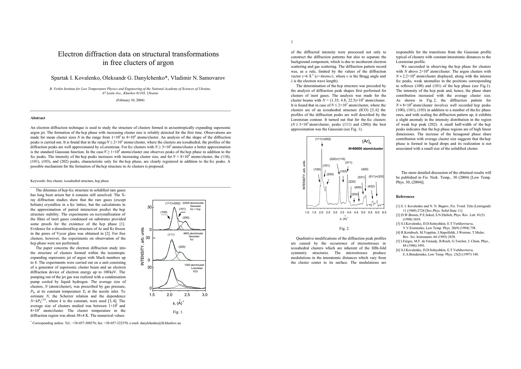 Thumbnail for Electron diffraction data on structural transformations in free clucters
  of argon
