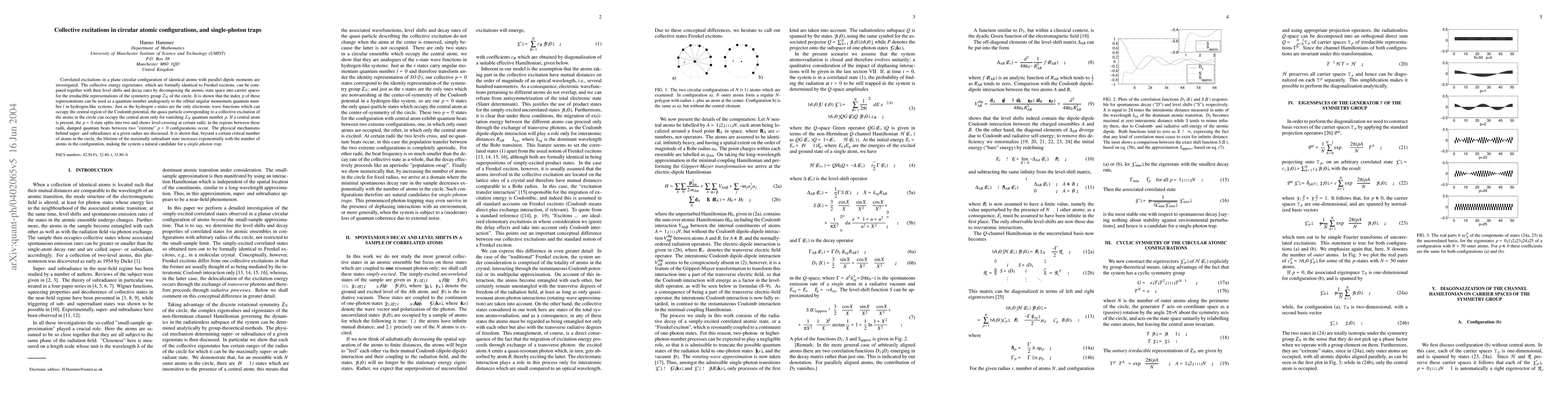 Thumbnail for Collective excitations in circular atomic configurations, and
  single-photon traps