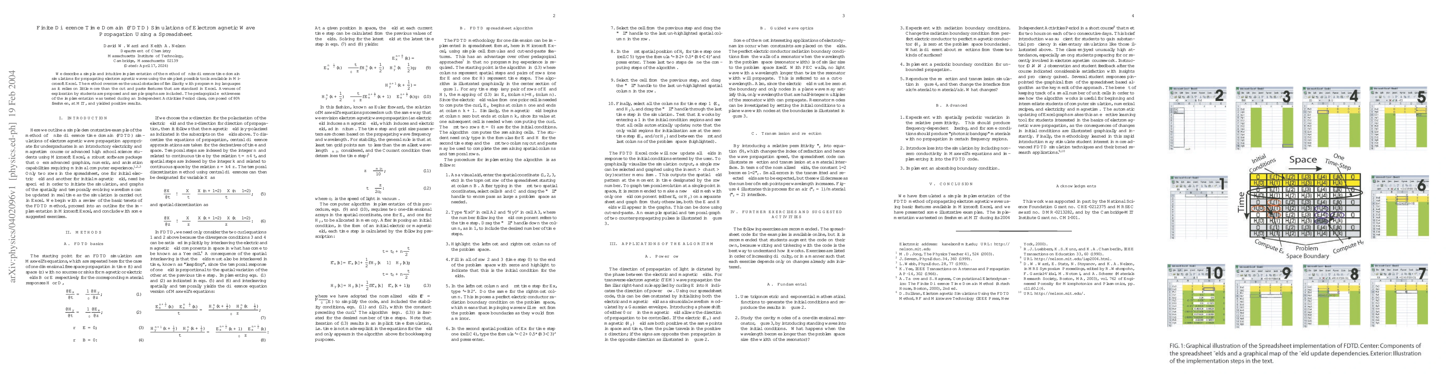 Thumbnail for Finite Difference Time Domain (FDTD) Simulations of Electromagnetic Wave
  Propagation Using a Spreadsheet