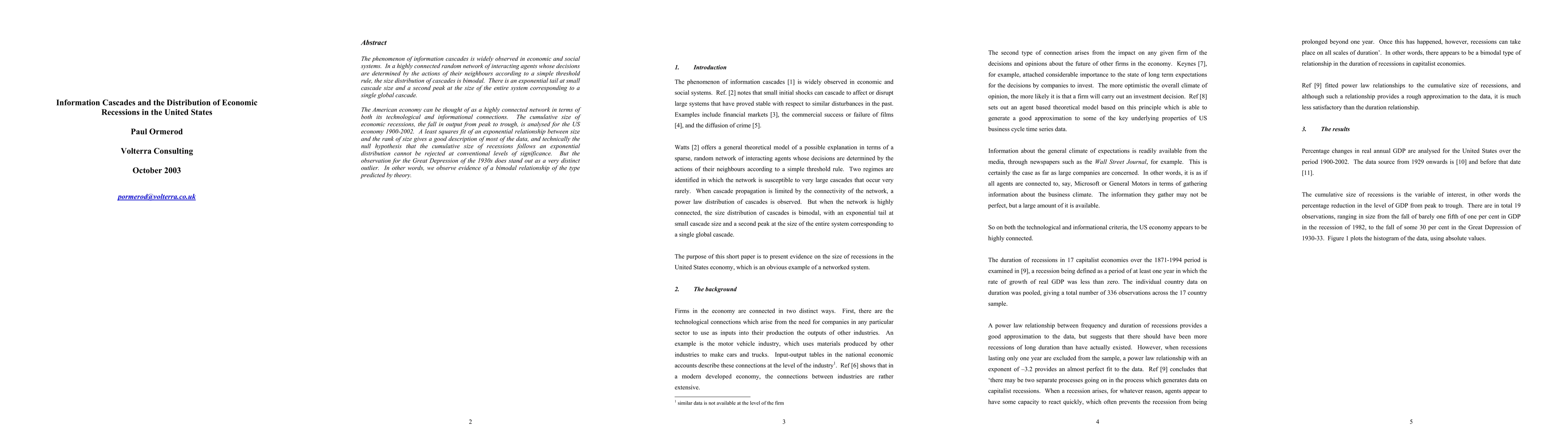 Thumbnail for Information cascades and the distribution of economic recessions in the
  United States