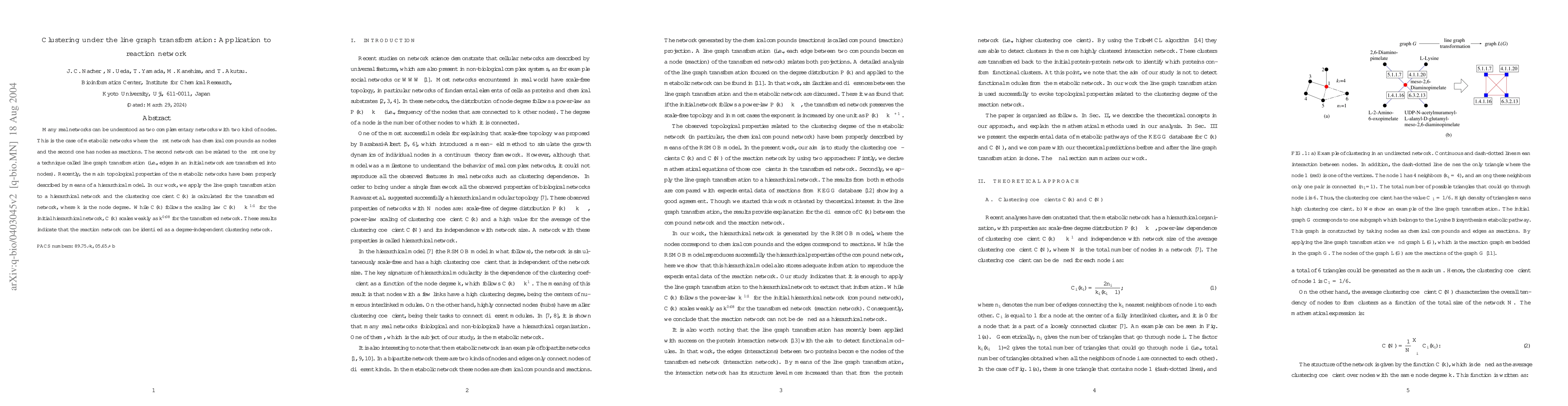Thumbnail for Clustering under the line graph transformation: Application to reaction
  network