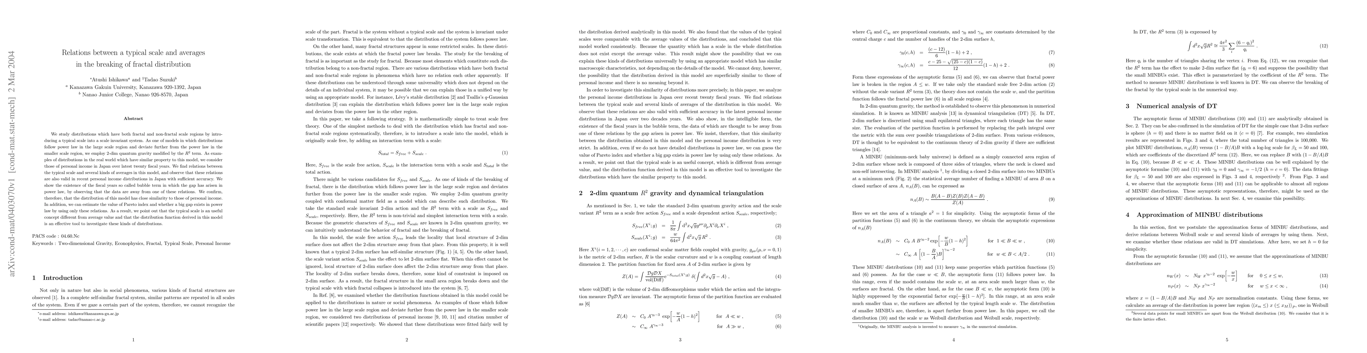 Thumbnail for Relations between a typical scale and averages in the breaking of
  fractal distribution