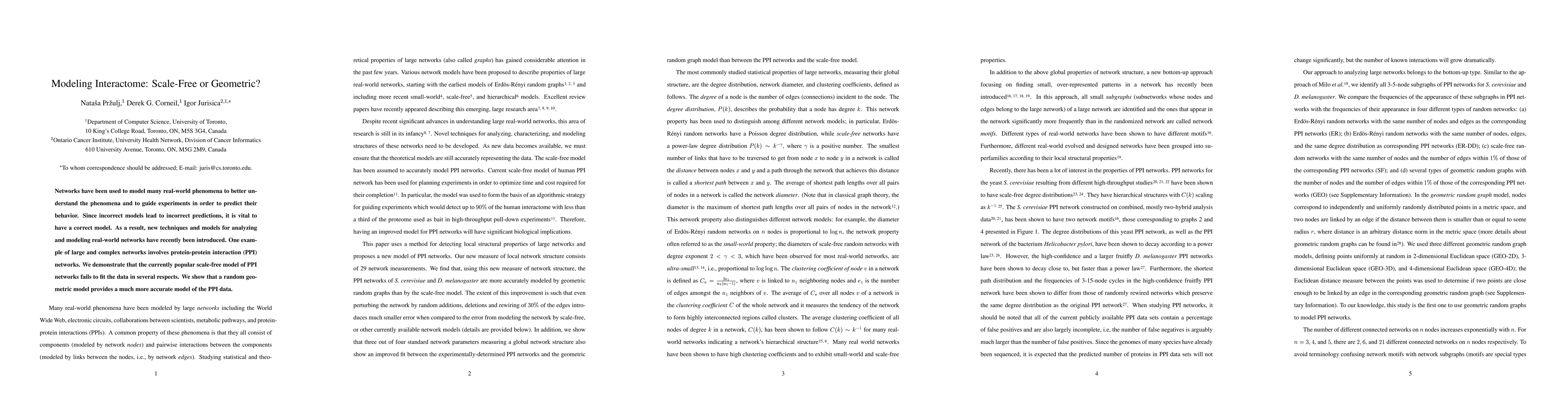 Thumbnail for Modeling Interactome: Scale-Free or Geometric?