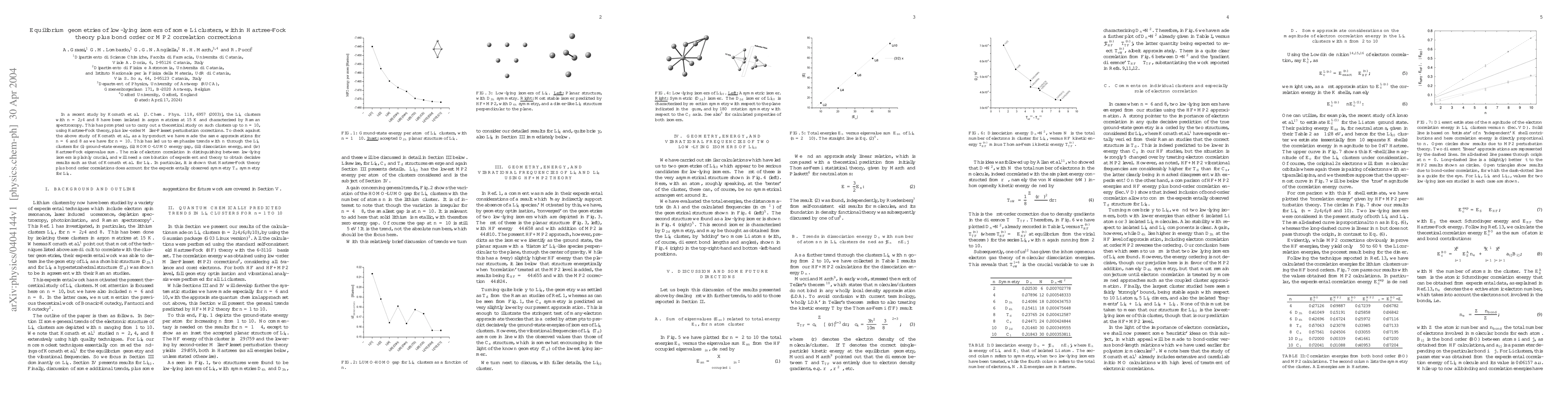 Thumbnail for Equilibrium geometries of low-lying isomers of some Li clusters, within
  Hartree-Fock theory plus bond order or MP2 correlation corrections