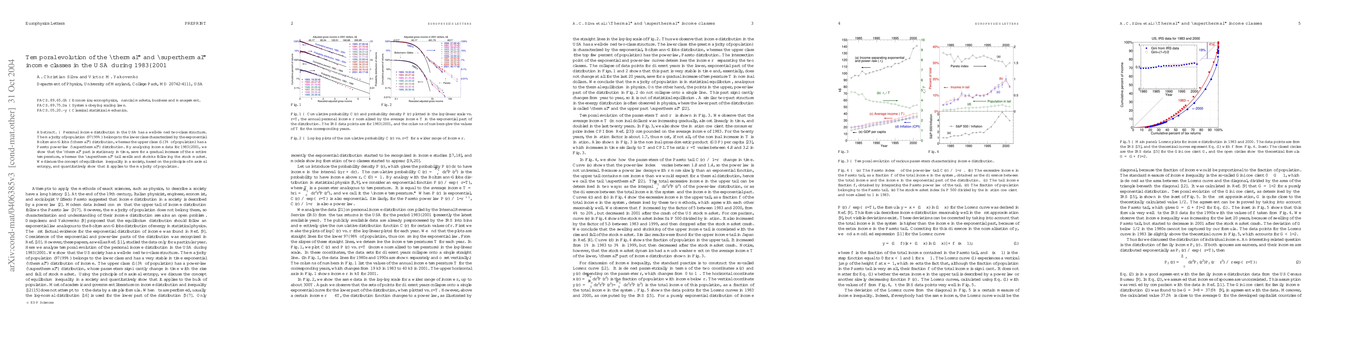 Thumbnail for Temporal evolution of the "thermal" and "superthermal" income classes in
  the USA during 1983-2001