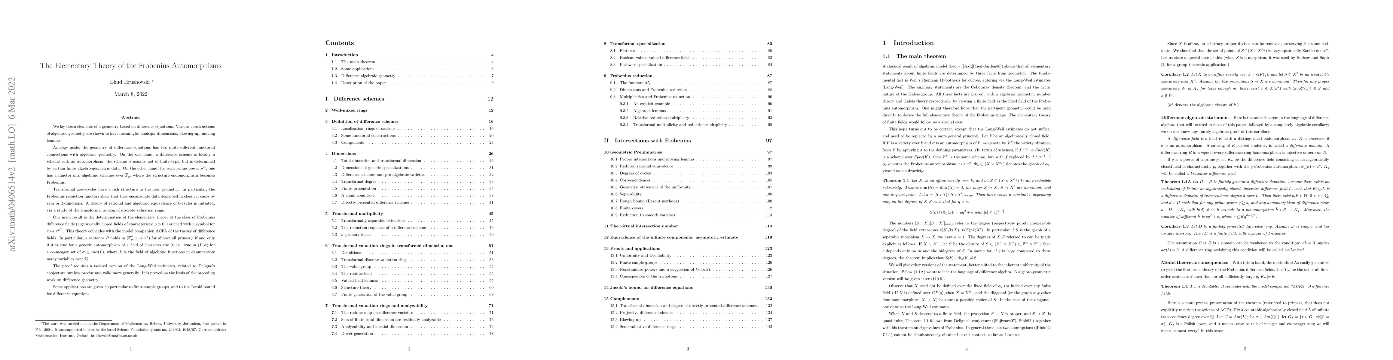 Thumbnail for The Elementary Theory of the Frobenius Automorphisms