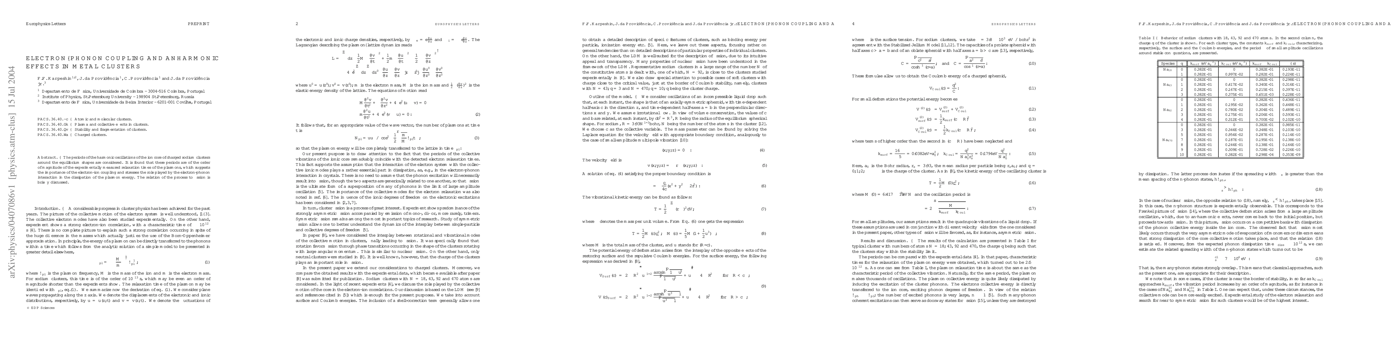 Thumbnail for Electron--phonon coupling and anharmonic effects in metal clusters
