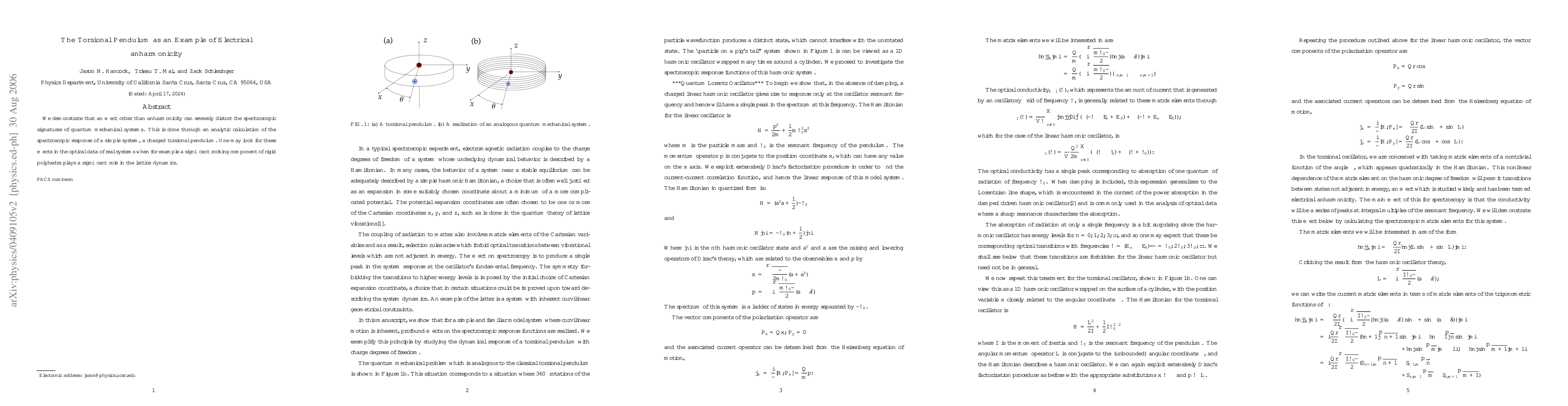 Thumbnail for Spectroscopy in the Presence of Geometrical Constraints: A Torsional
  Pendulum