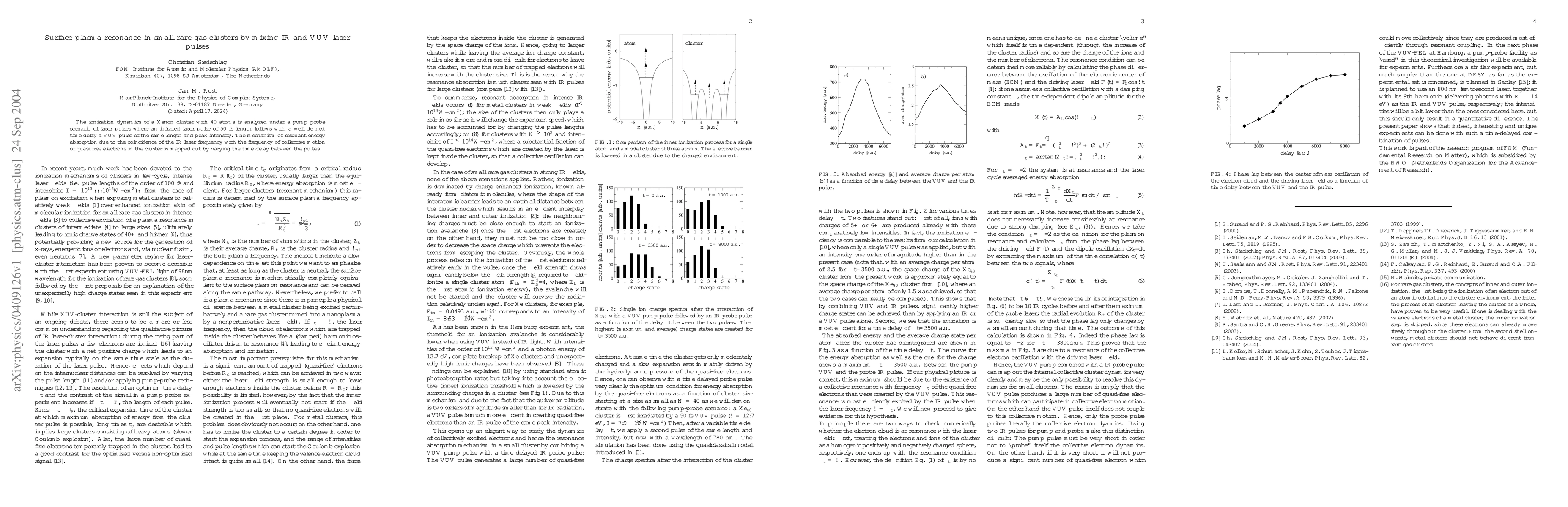 Thumbnail for Surface plasma resonance in small rare gas clusters by mixing IR and VUV
  laser pulses