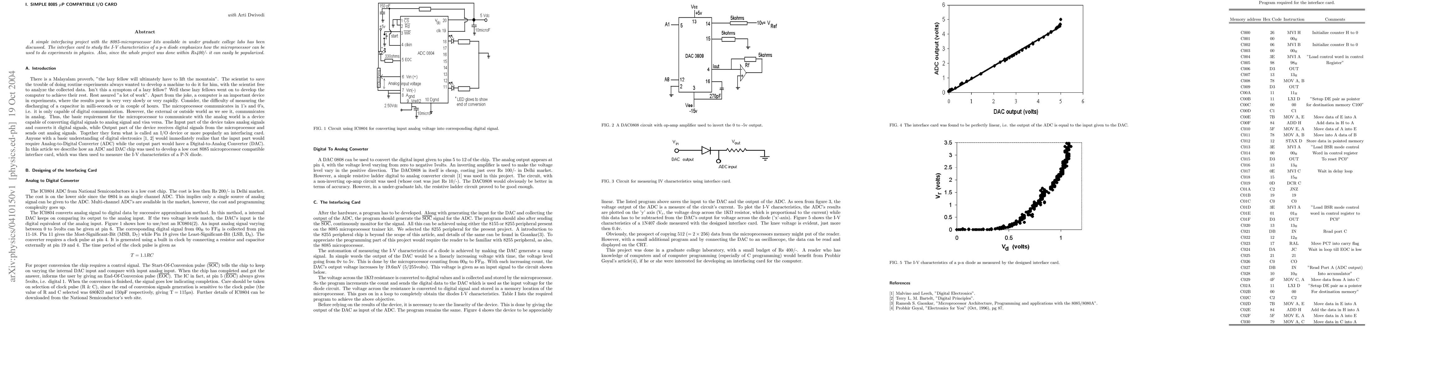 Thumbnail for Simple 8085 microprocessor compatible I/O card
