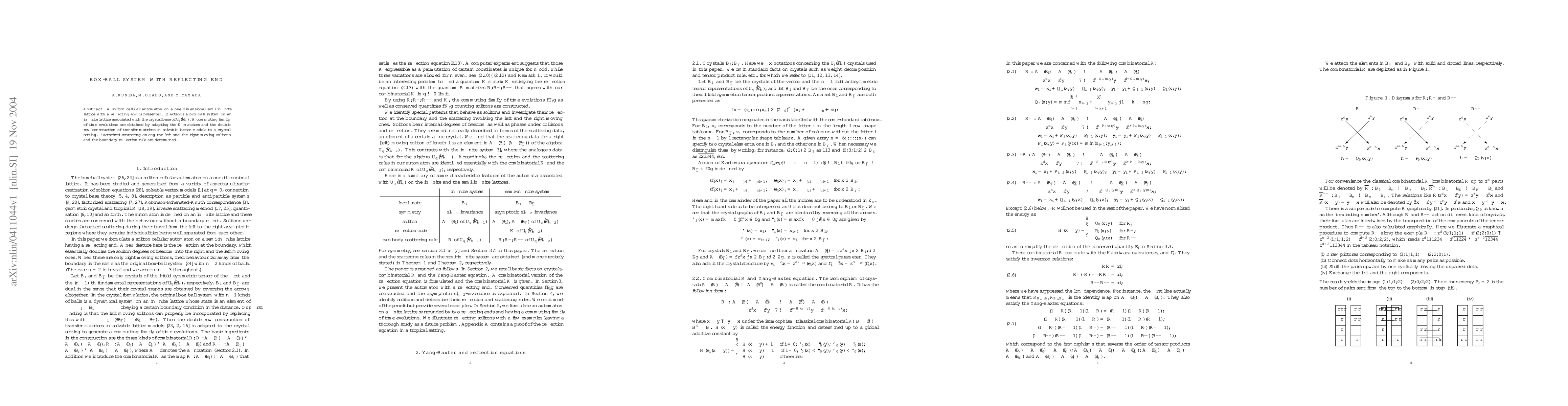 Thumbnail for Box-ball system with reflecting end