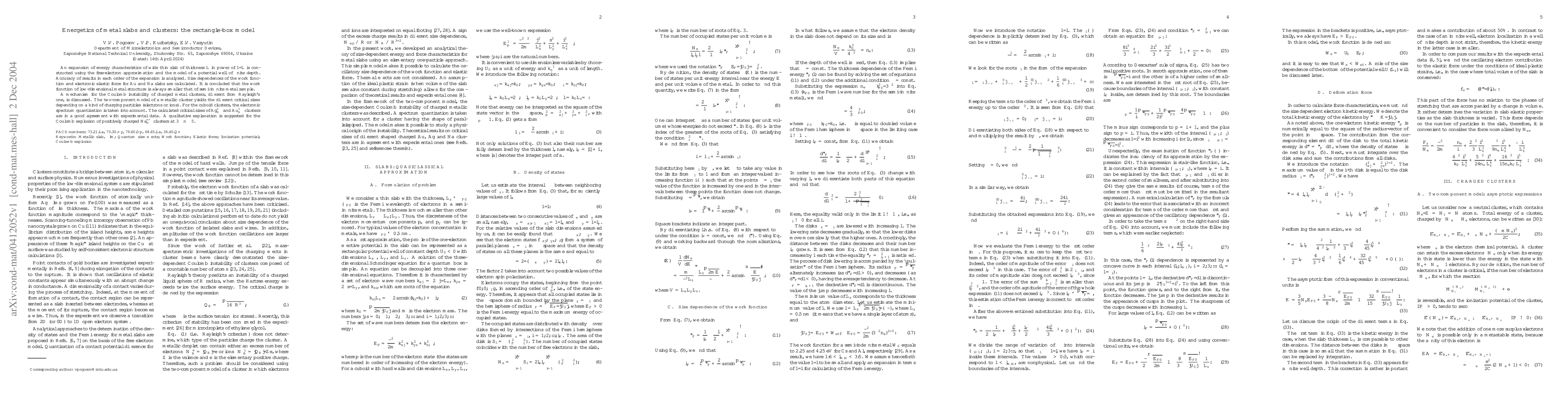 Thumbnail for Energetics of metal slabs and clusters: the rectangle-box model