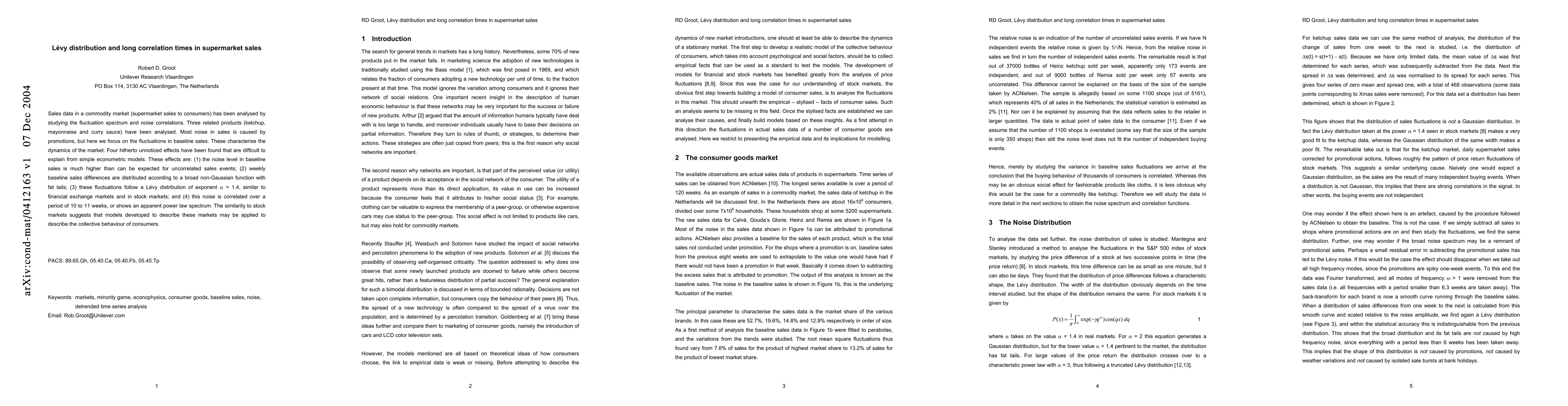 Thumbnail for Levy distribution and long correlation times in supermarket sales