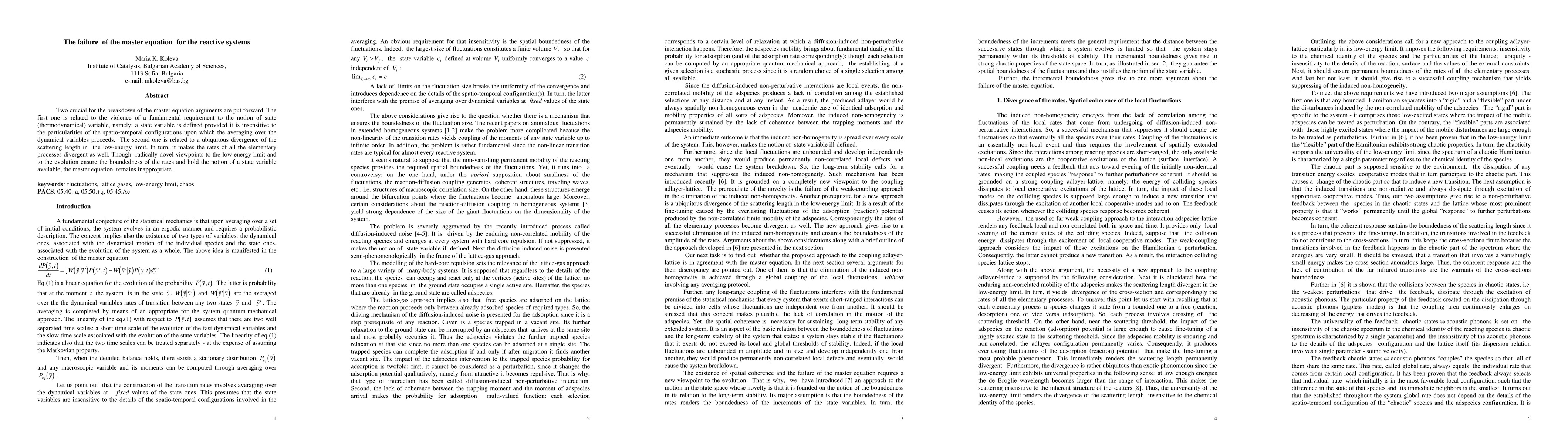 Thumbnail for The failure of the master equation for the reactive systems