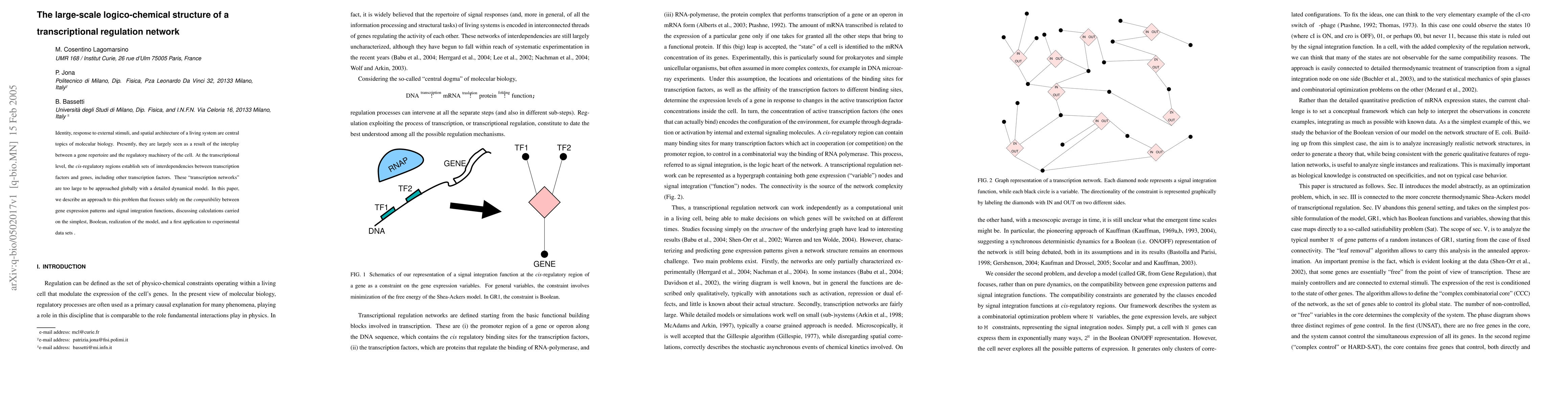 Thumbnail for The large-scale logico-chemical structure of a transcriptional
  regulation network
