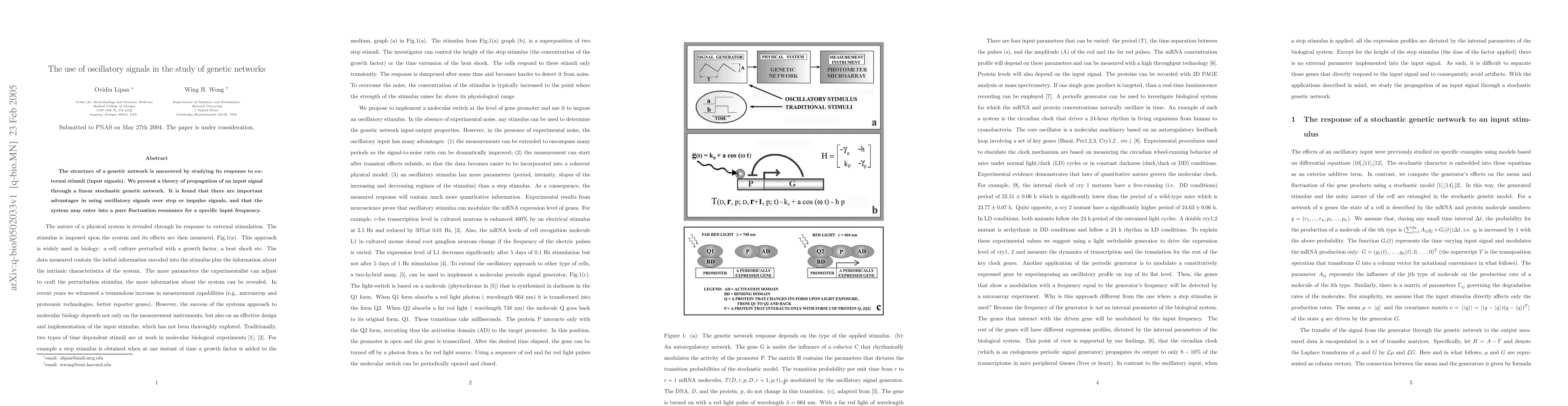 Thumbnail for The use of oscillatory signals in the study of genetic networks