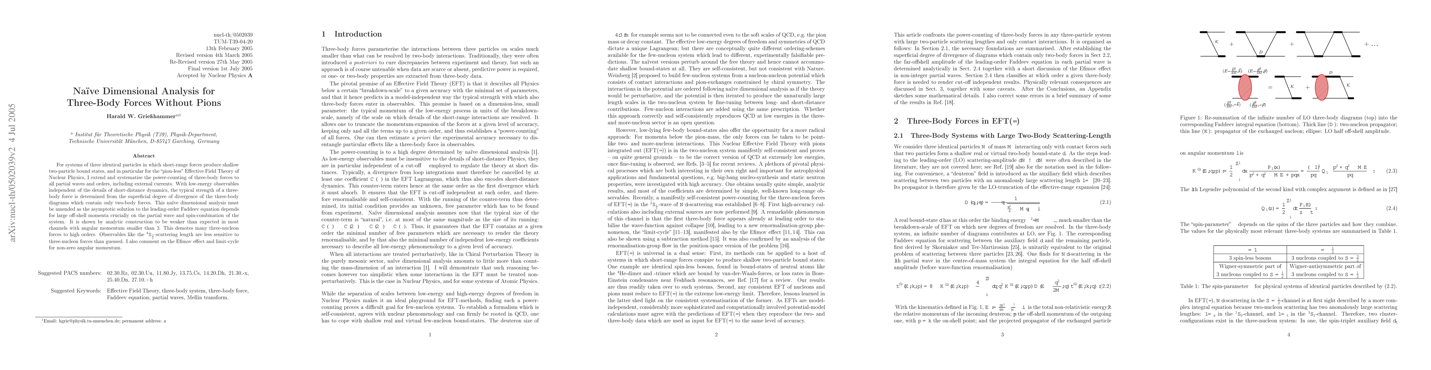 Thumbnail for Naive Dimensional Analysis for Three-Body Forces Without Pions