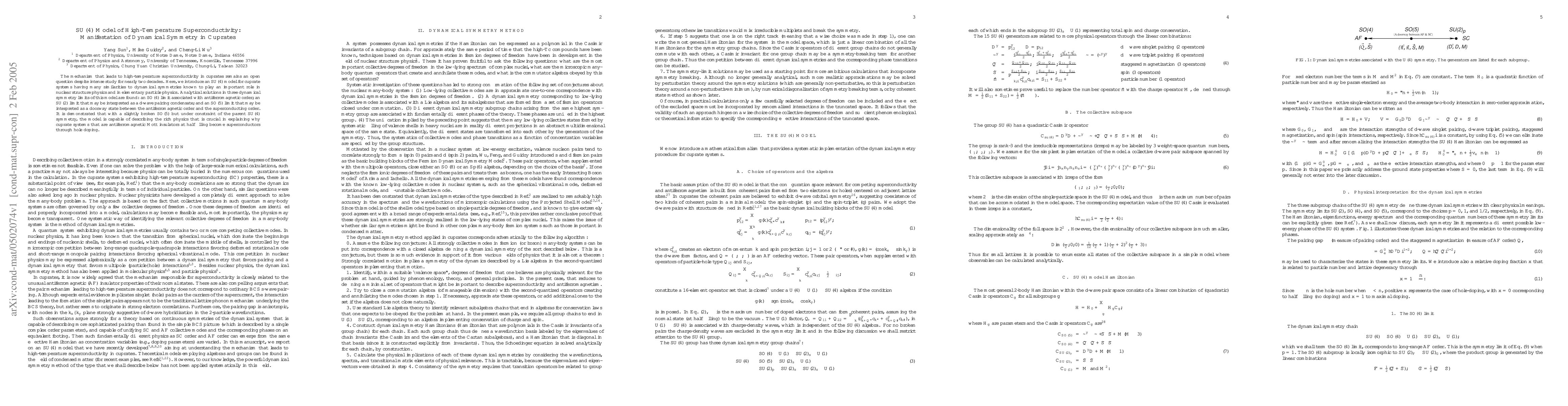 Thumbnail for SU(4) Model of High-Temperature Superconductivity: Manifestation of
  Dynamical Symmetry in Cuprates