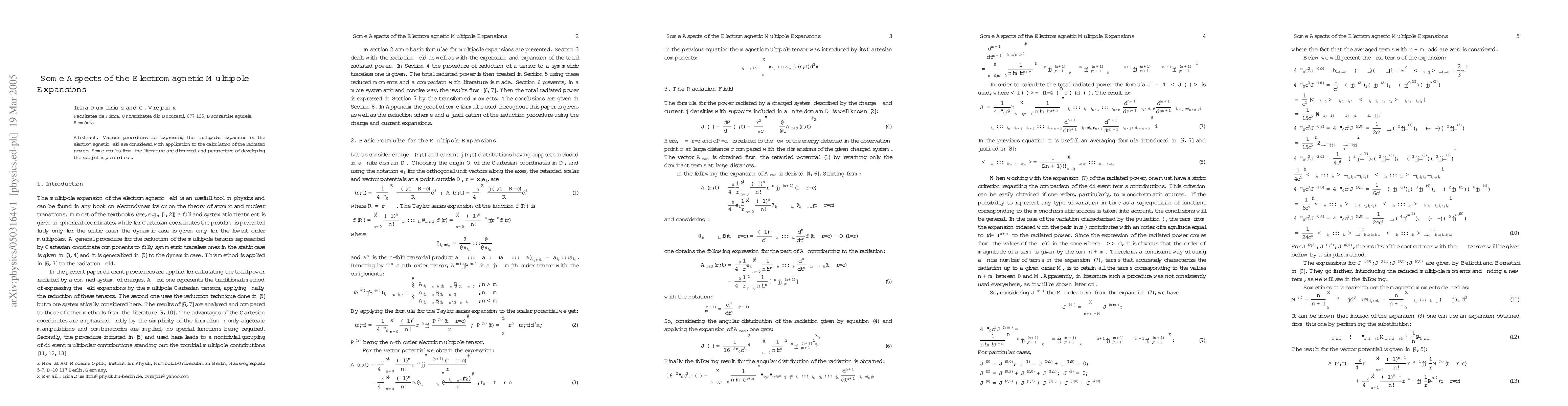 Thumbnail for Some Aspects of the Electromagnetic Multipole Expansions