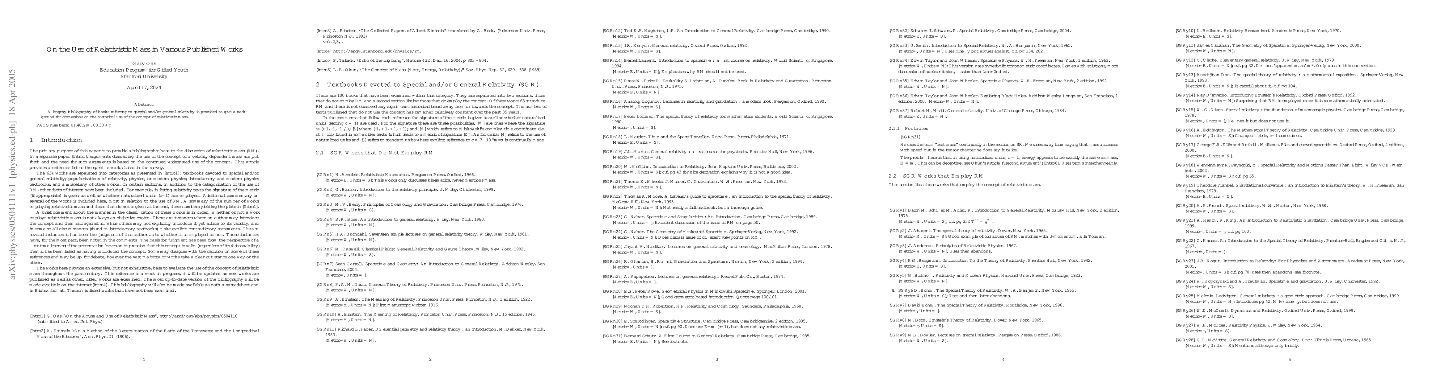 Thumbnail for On the Use of Relativistic Mass in Various Published Works