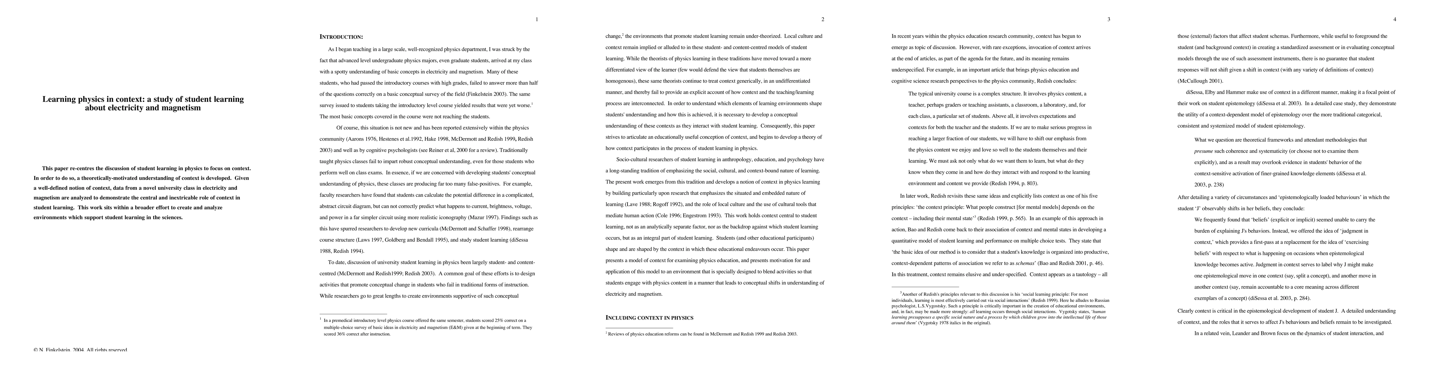 Thumbnail for Learning physics in context: a study of student learning about
  electricity and magnetism