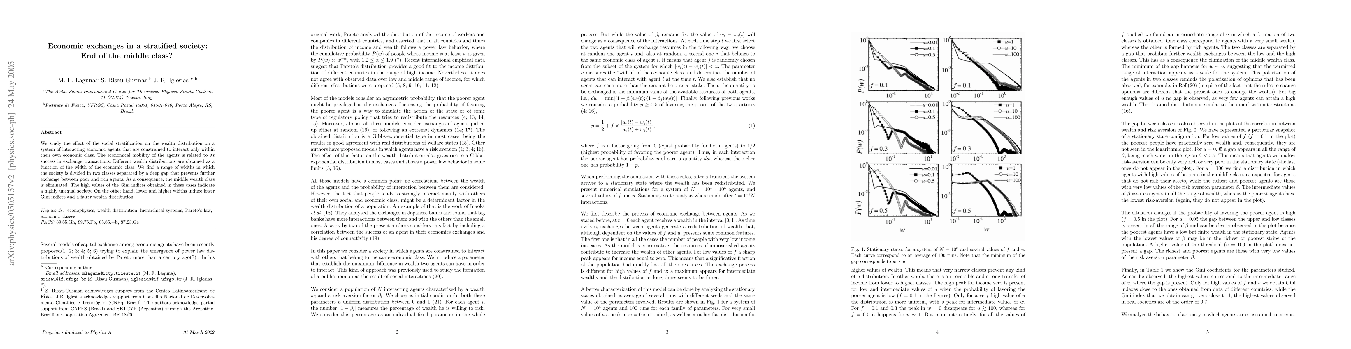 Thumbnail for Economic exchanges in a stratified society: End of the middle class?