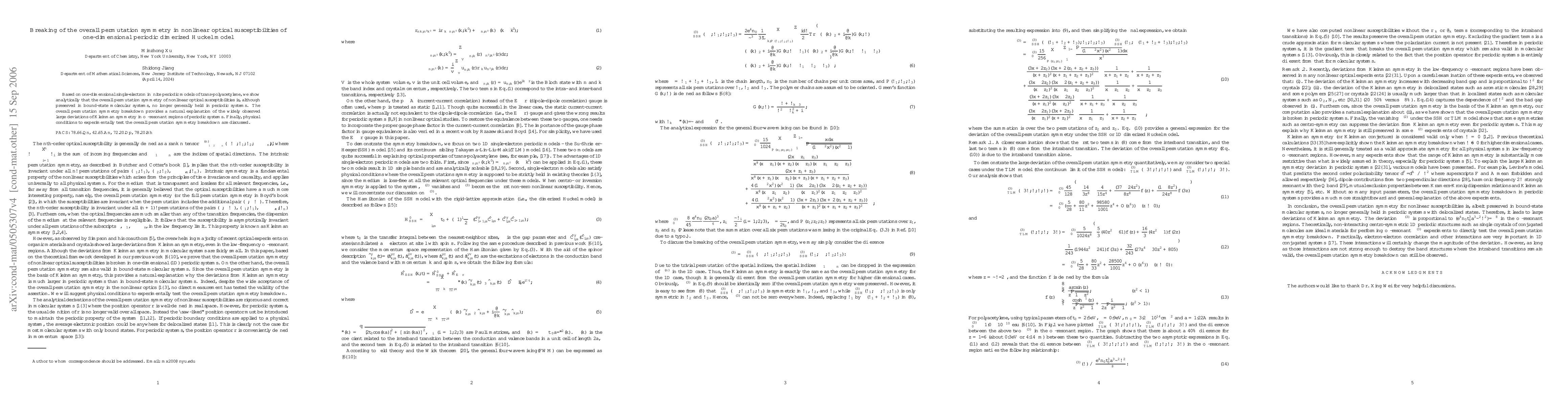 Thumbnail for Breaking of the overall permutation symmetry in nonlinear optical
  susceptibilities of one-dimensional periodic dimerized Huckel model