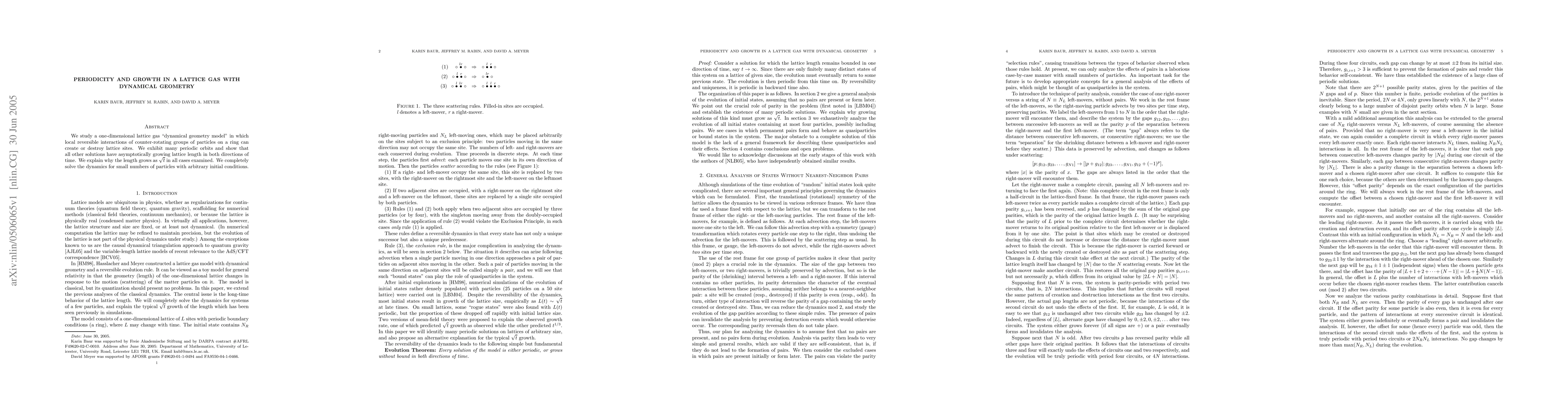 Thumbnail for Periodicity and Growth in a Lattice Gas with Dynamical Geometry