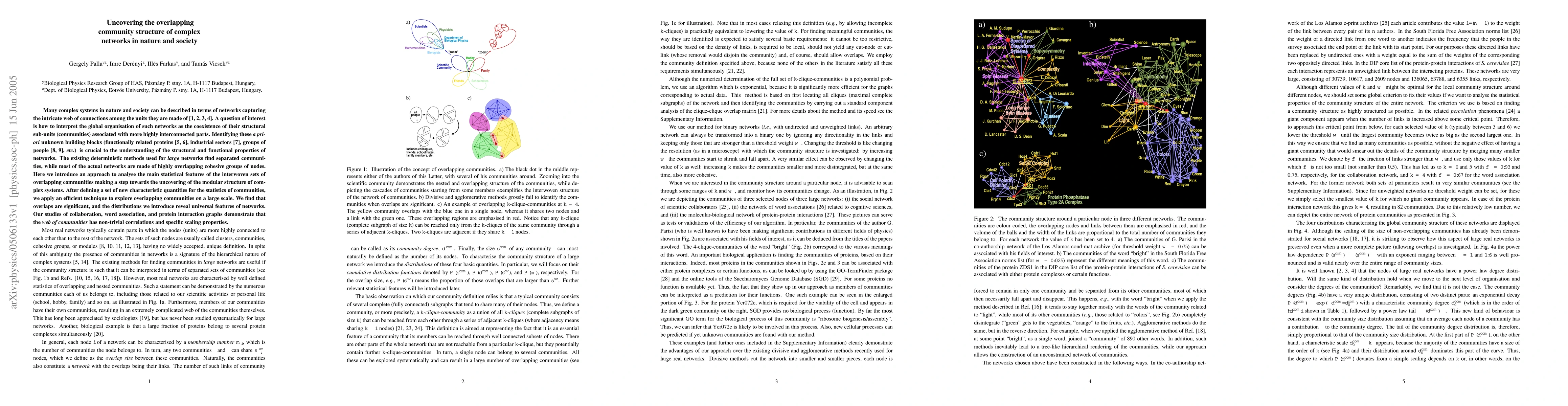 Thumbnail for Uncovering the overlapping community structure of complex networks in
  nature and society