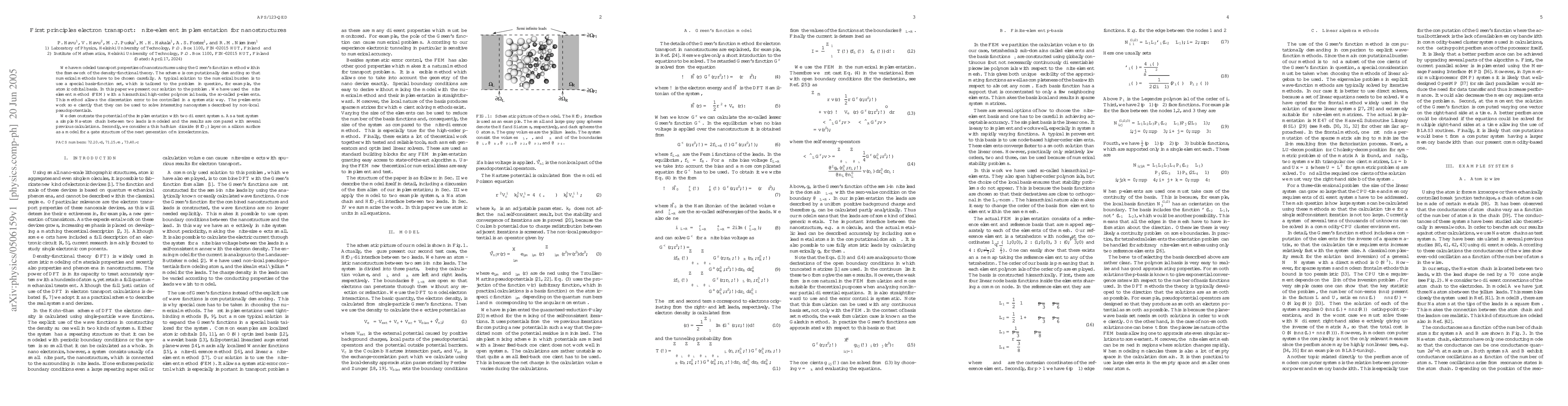 Thumbnail for First principles electron transport: finite-element implementation for
  nanostructures