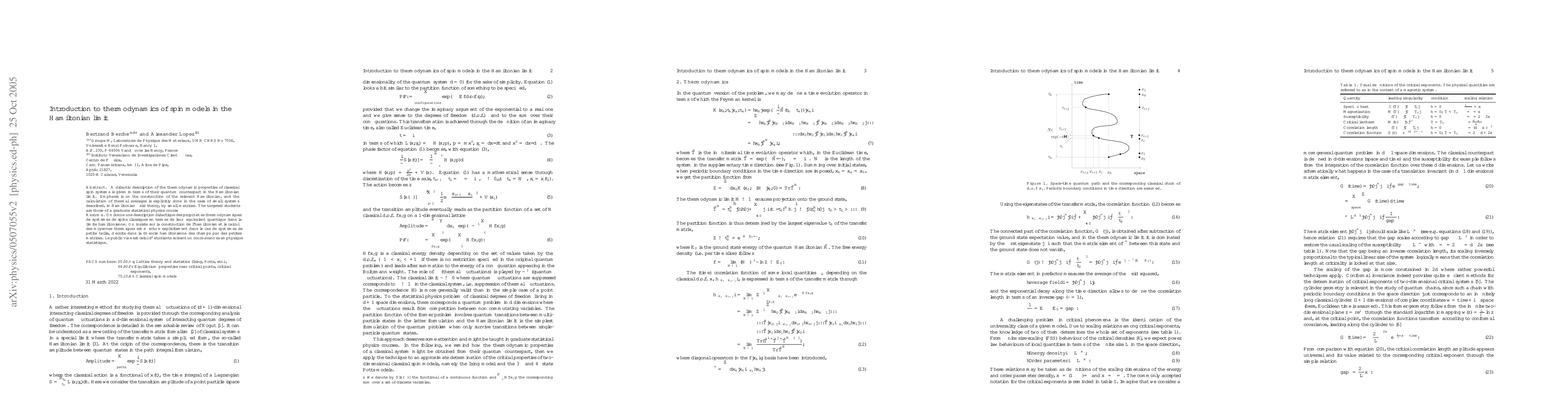 Thumbnail for Introduction to thermodynamics of spin models in the Hamiltonian limit