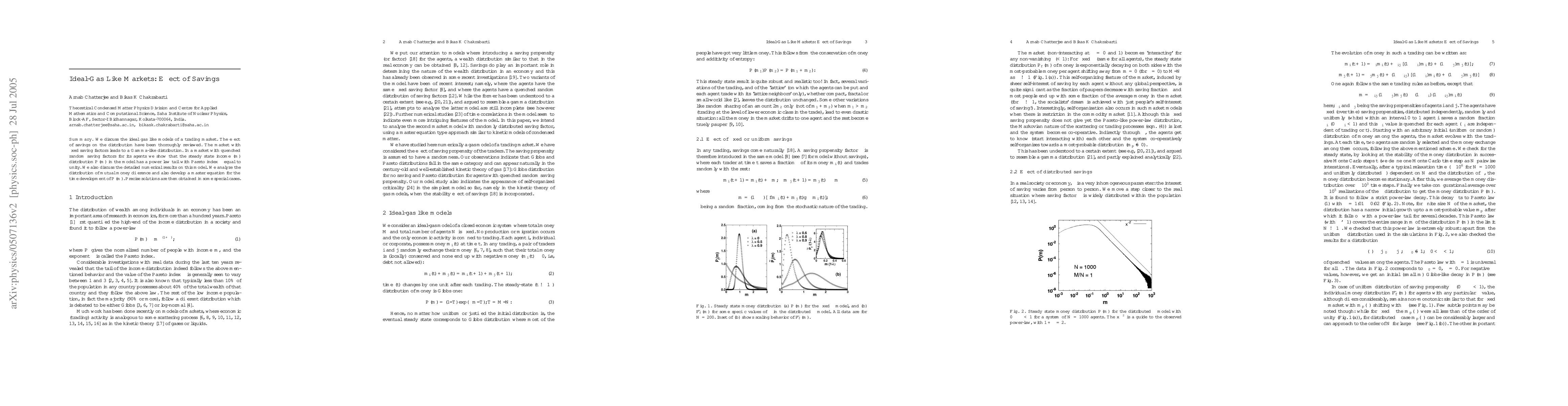 Thumbnail for Ideal-Gas Like Markets: Effect of Savings