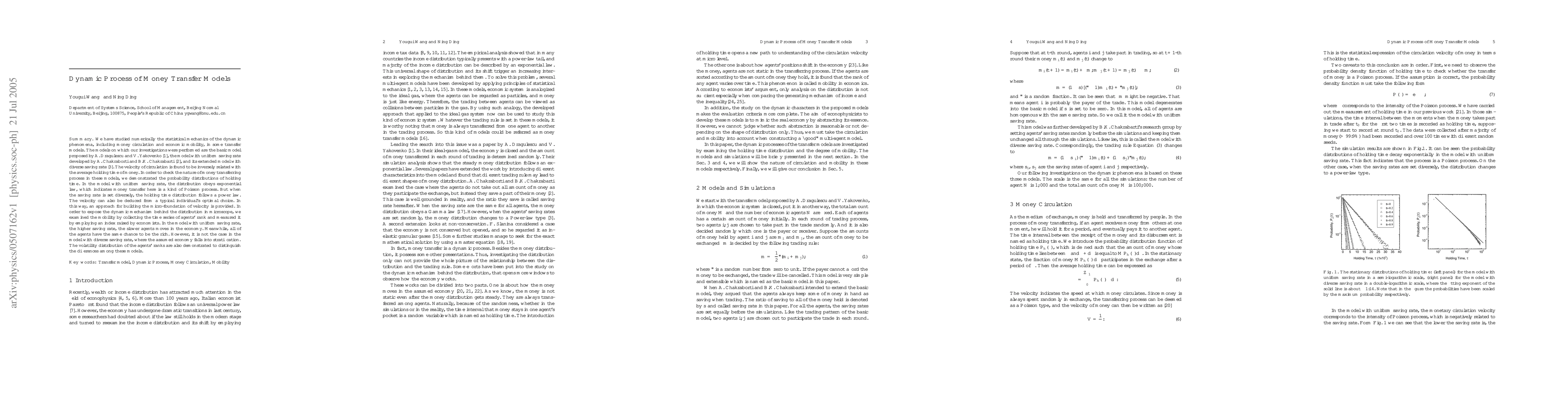 Thumbnail for Dynamic Process of Money Transfer Models