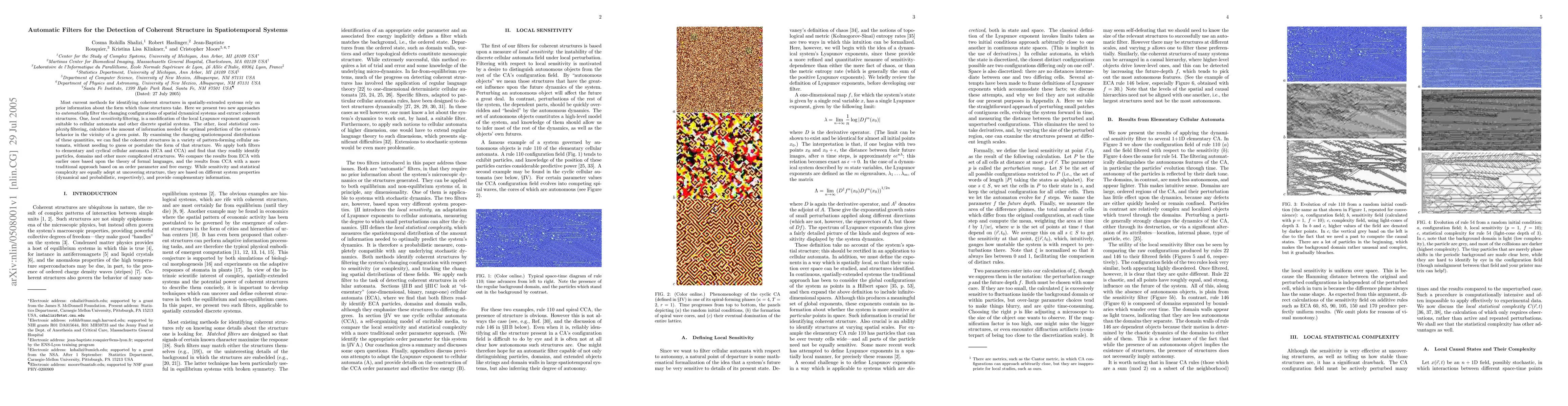 Thumbnail for Automatic Filters for the Detection of Coherent Structure in
  Spatiotemporal Systems