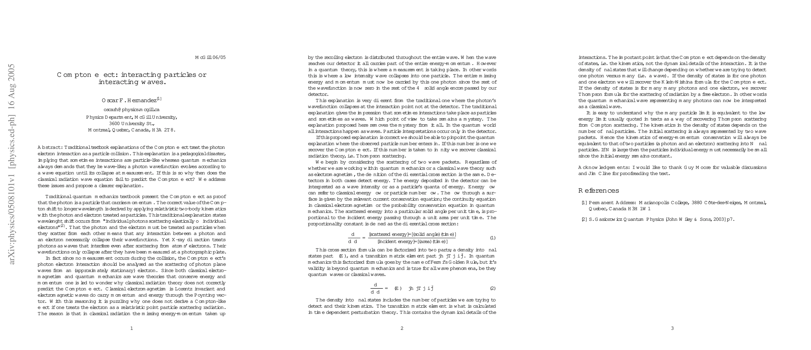 Thumbnail for Compton effect: interacting particles or interacting waves