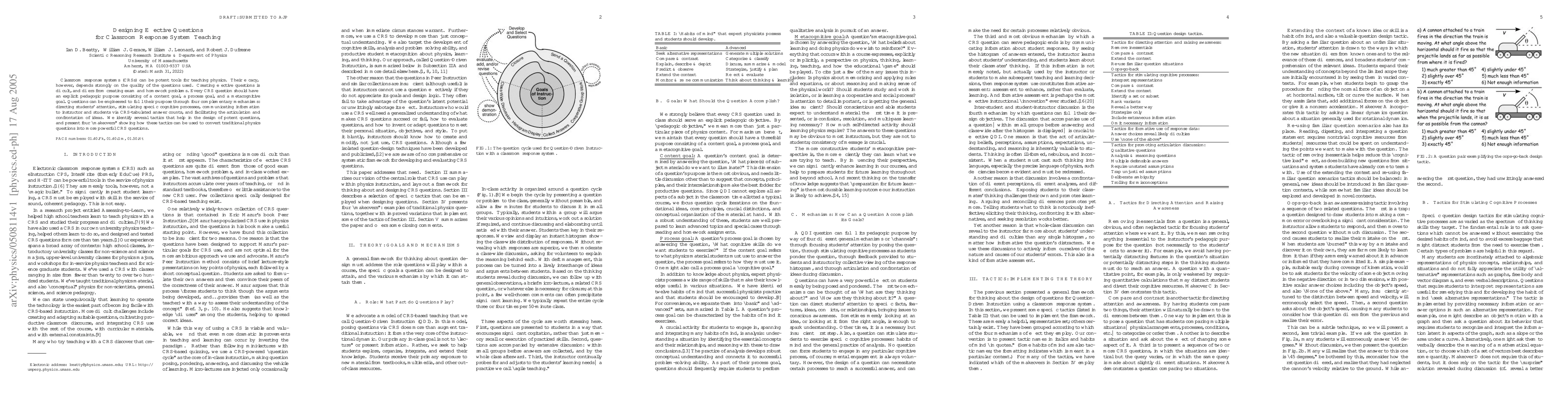 Thumbnail for Designing Effective Questions for Classroom Response System Teaching