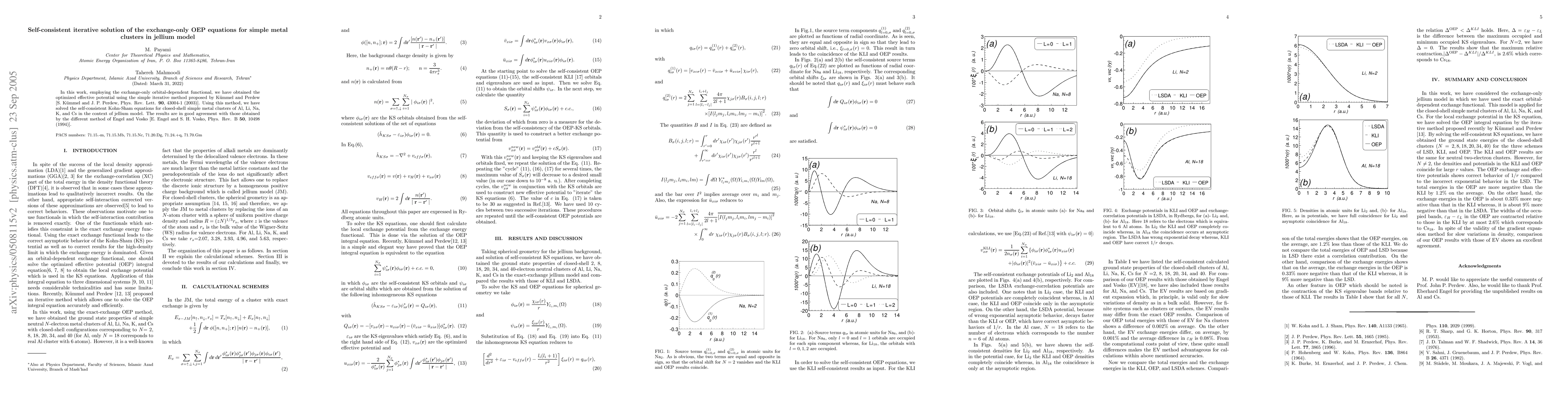 Thumbnail for Self-consistent iterative solution of the exchange-only OEP equations
  for simple metal clusters in jellium model