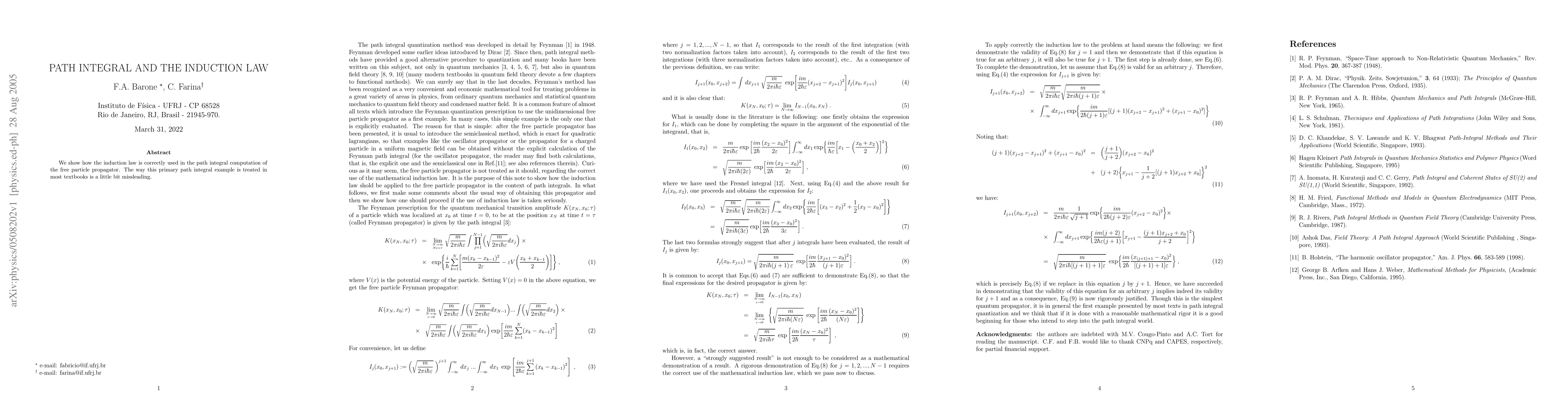 Thumbnail for Path Integral and the Induction Law