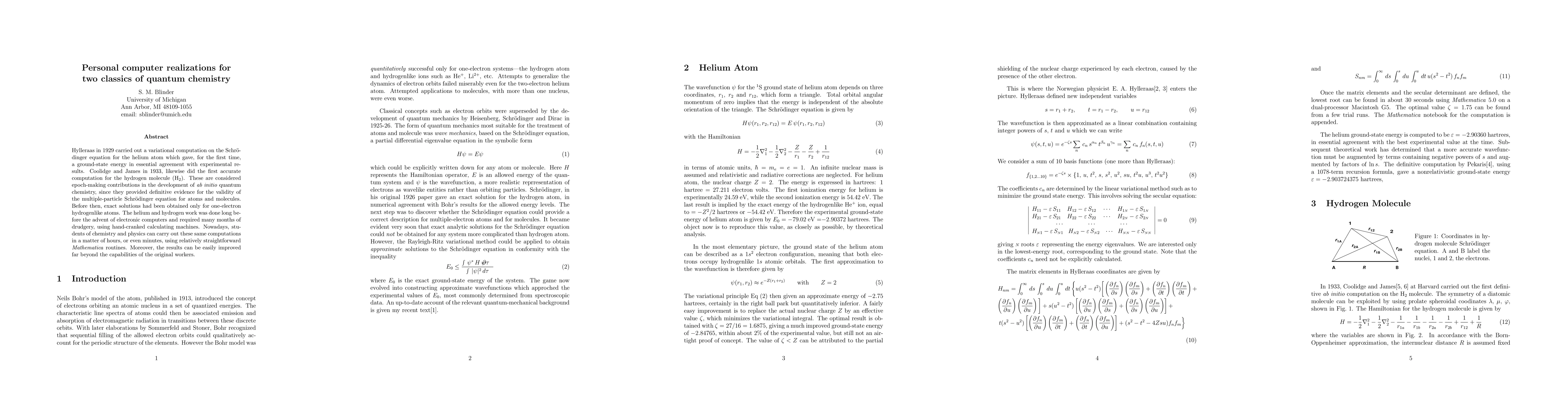 Thumbnail for Personal computer realizations for two classics of quantum chemistry